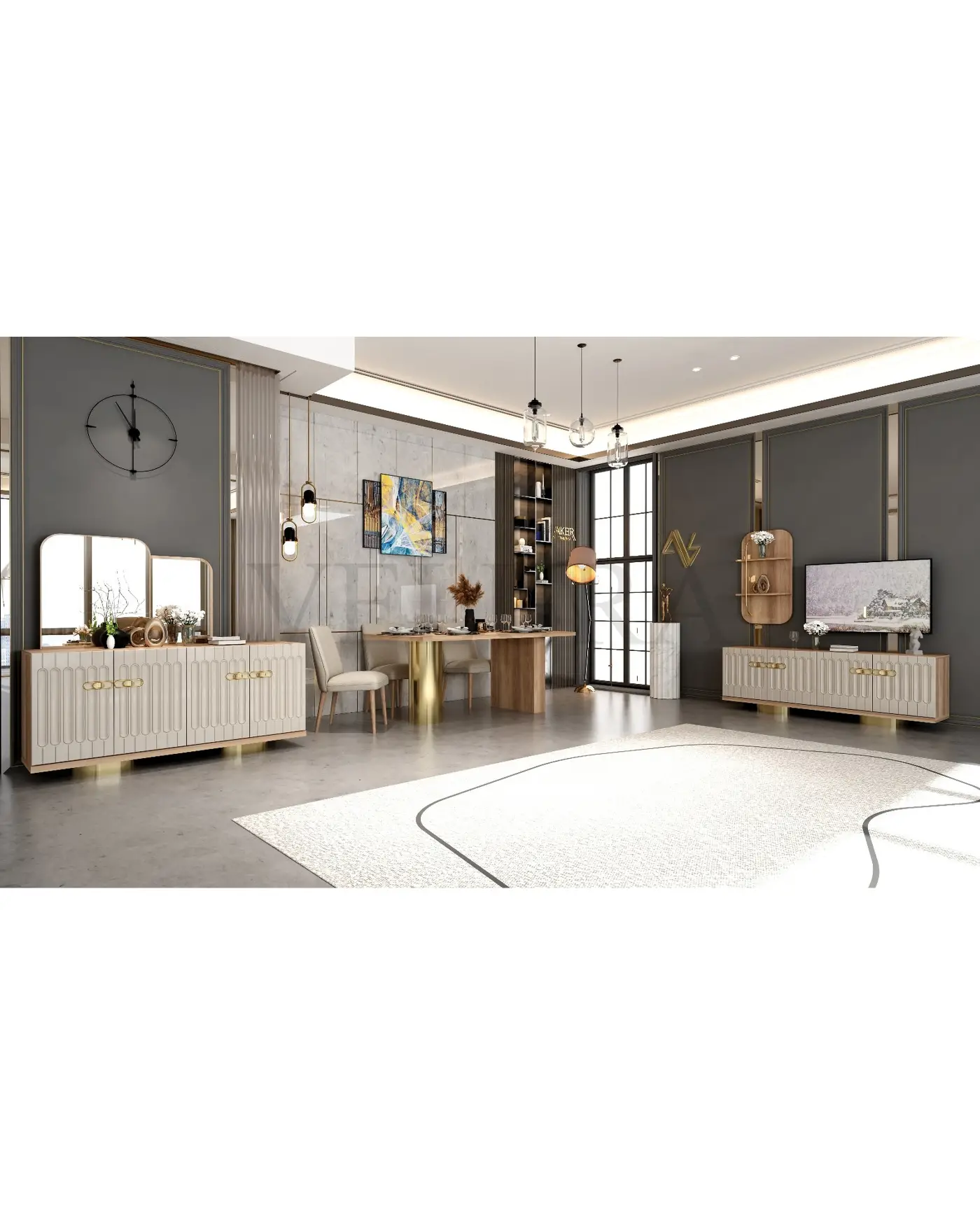 Fern Düğün Paketi koltuk takımı yatak odası yemek odası modern gold detaylı