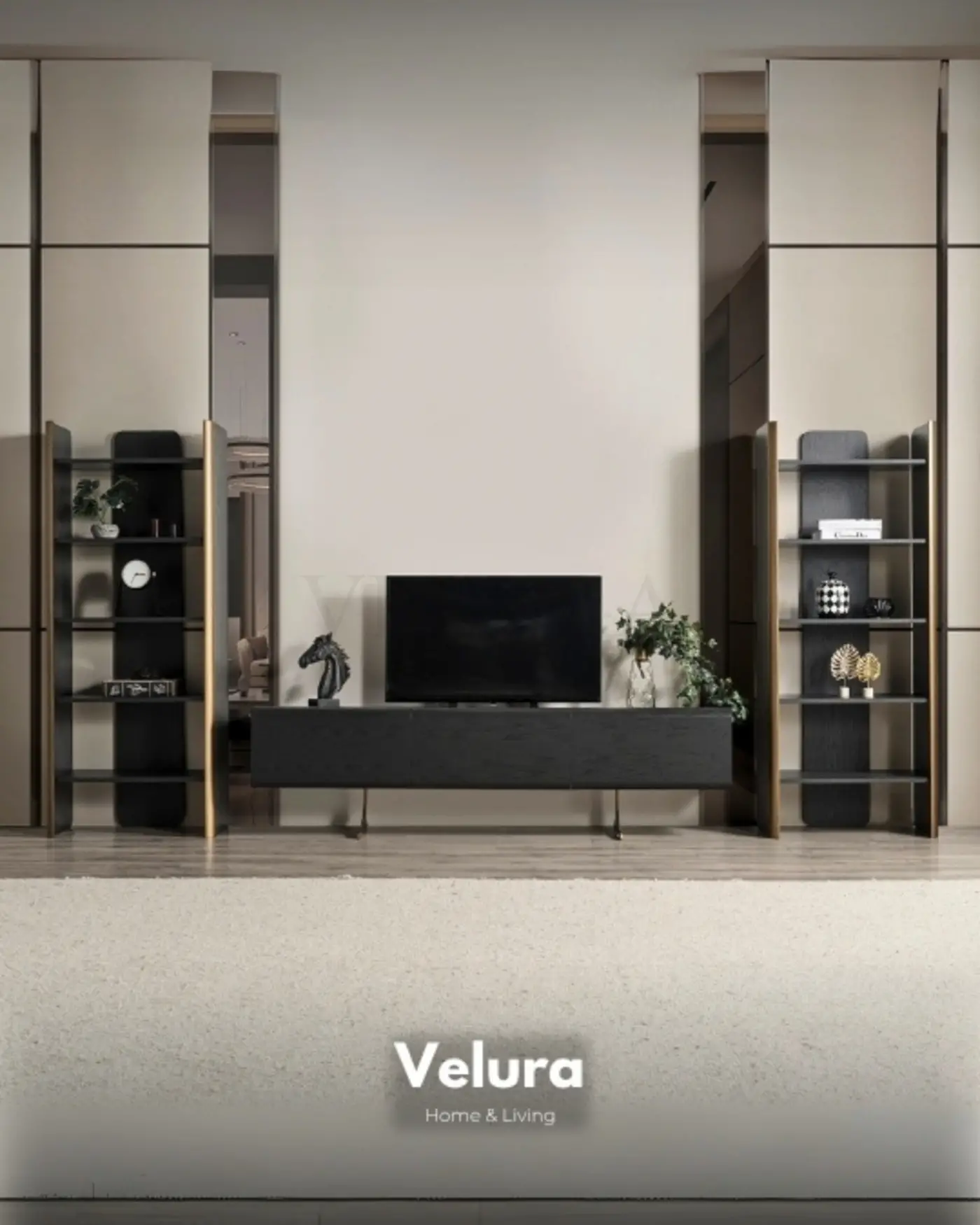 Gold Detaylı Ahşap Yemek Masası