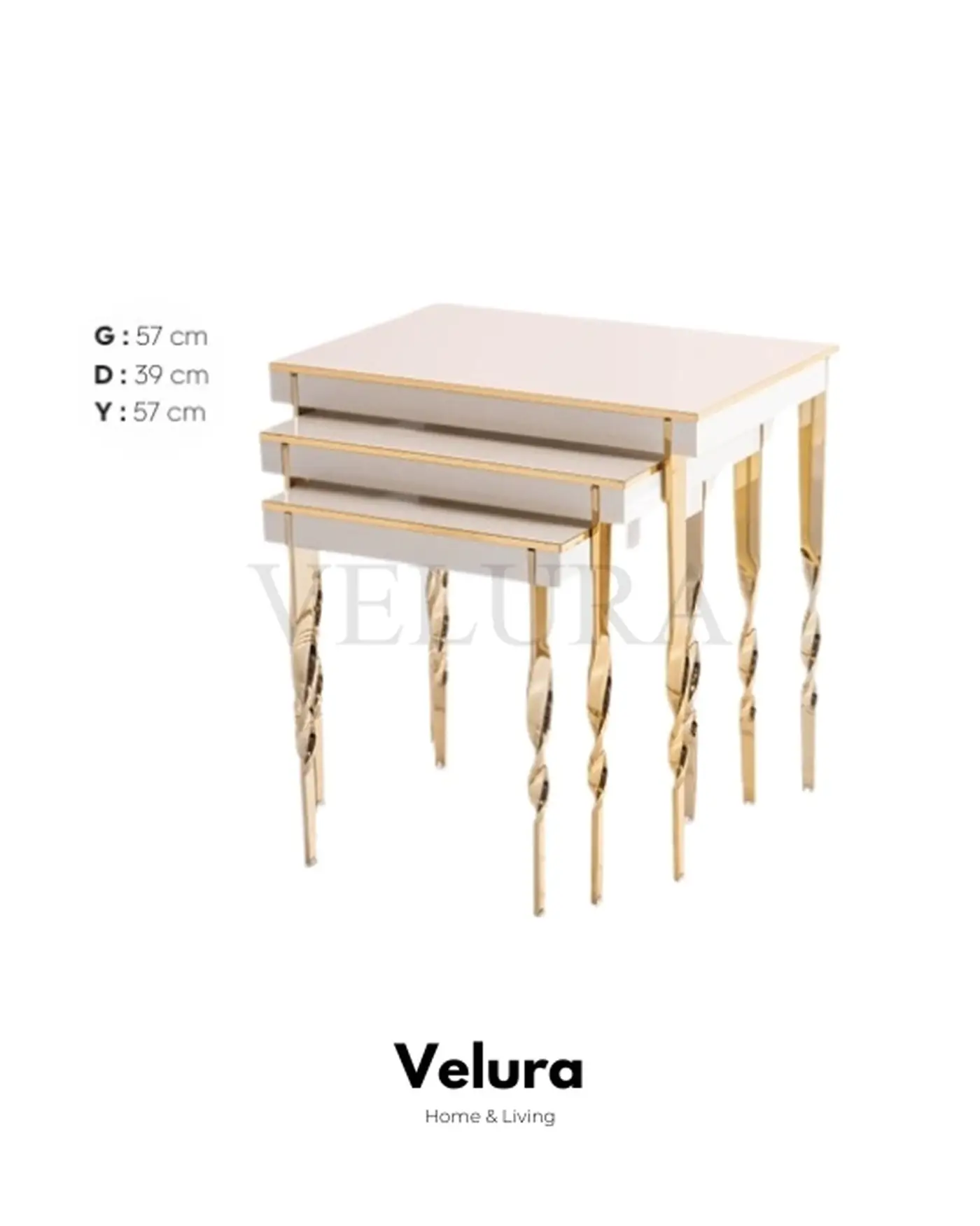 Asil Ekru Gold Zigon Yan Sehpa