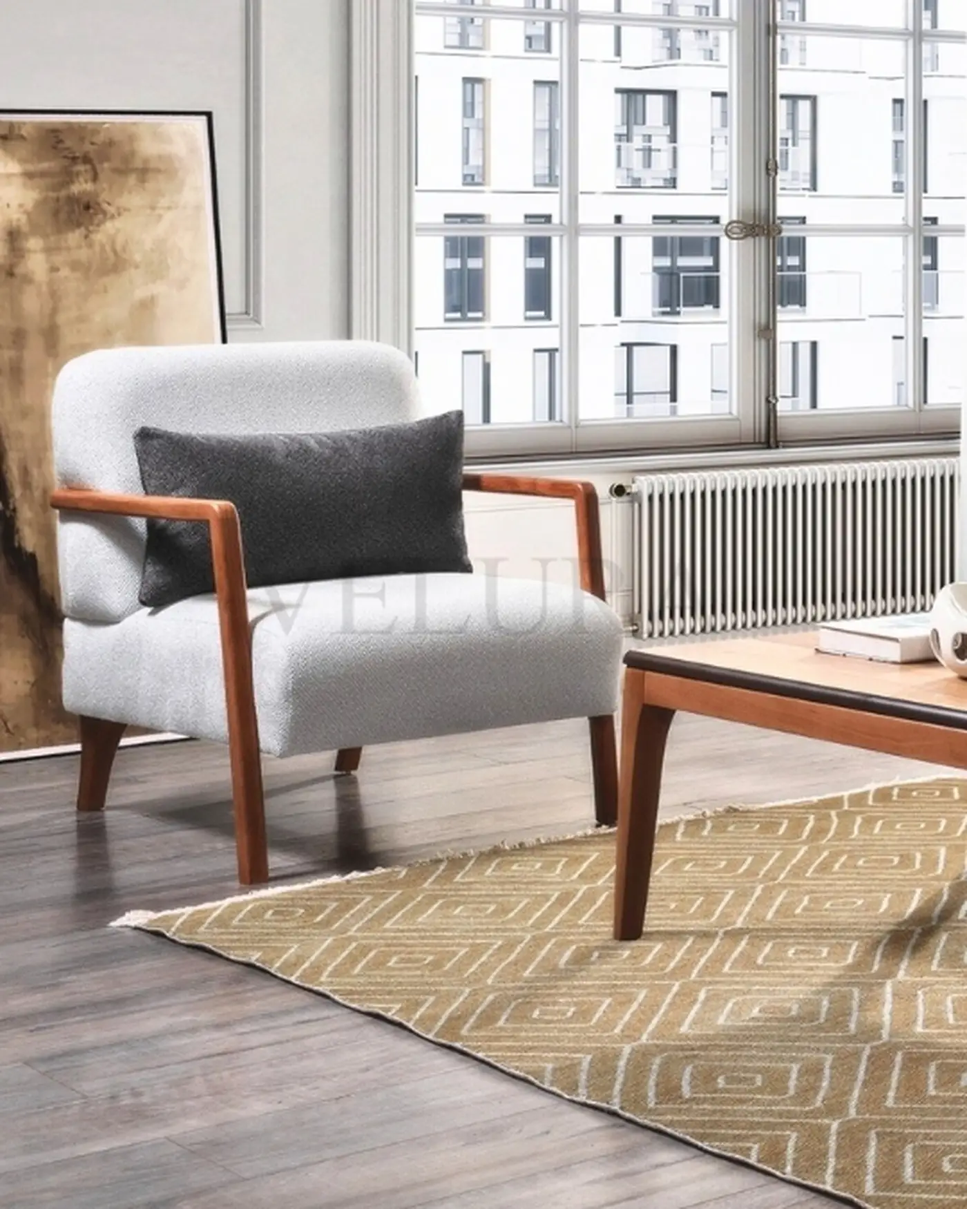 İskandinav Stilinde Konforlu Oturma Kişisel Alanlar İçin Minimal Berjer Modeli