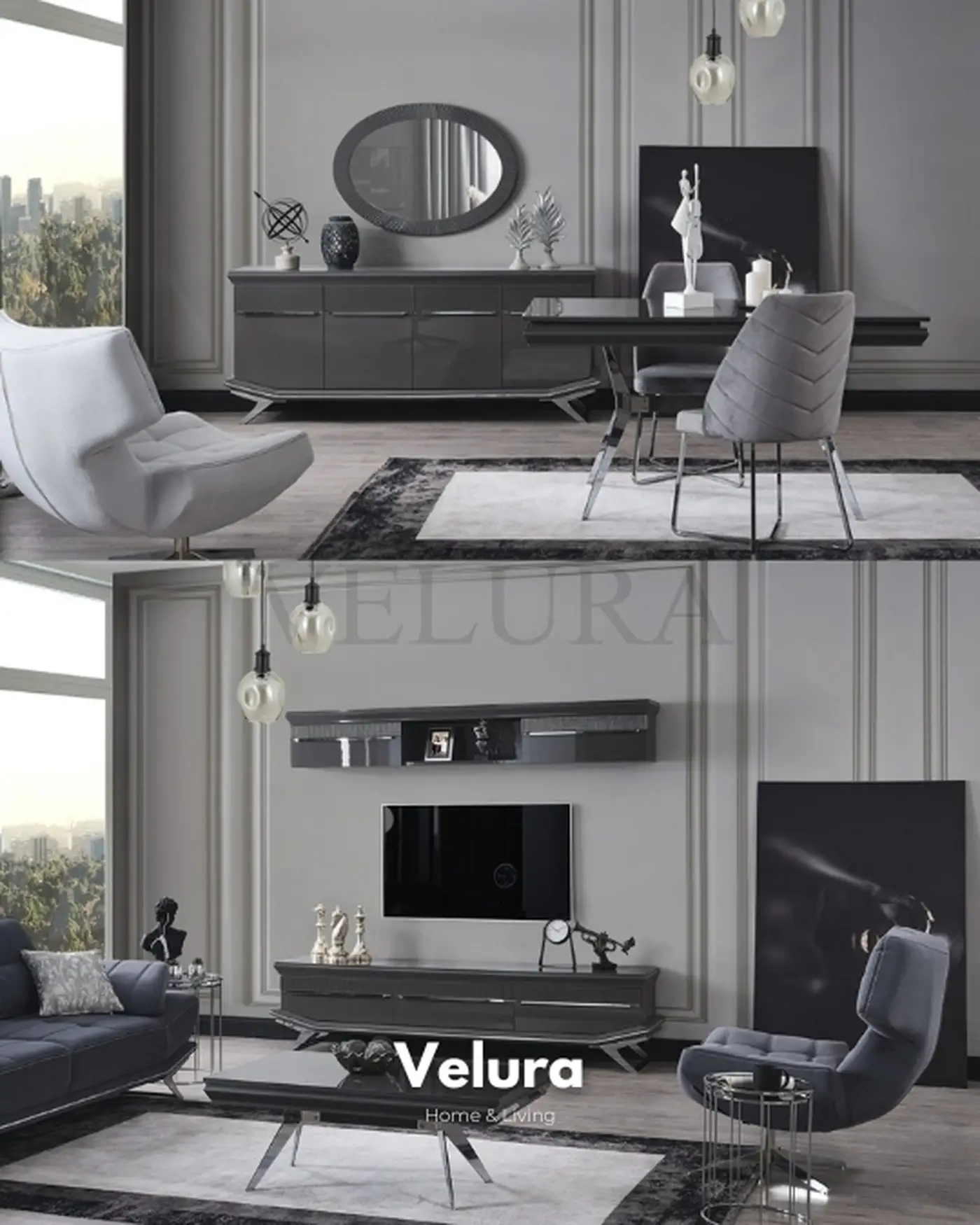 Asya Premium Antrasit Yemek Takımı