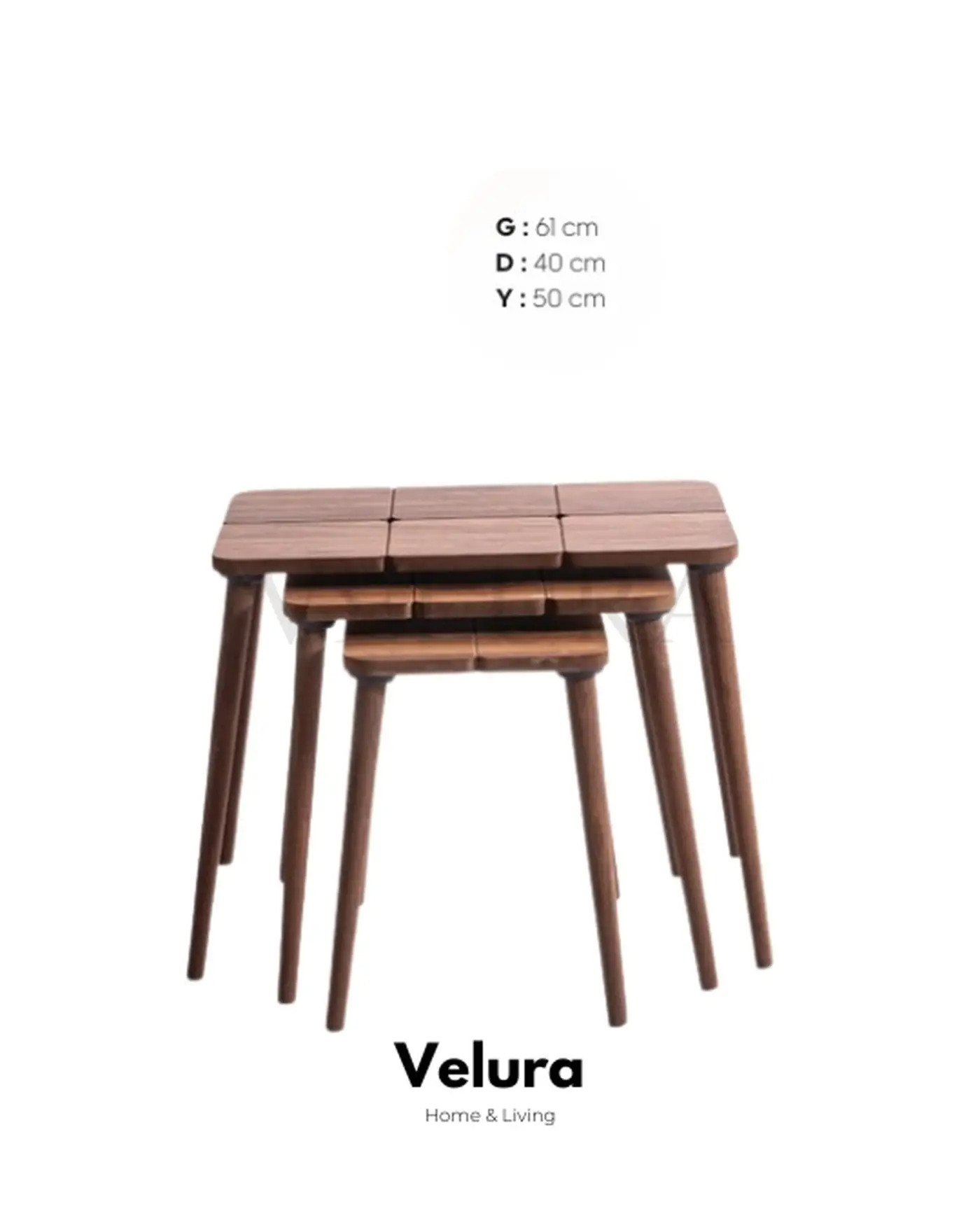 3’lü Ahşap Zigon Sehpa Modeli Ayla Kemençe Yan Sehpa 3’lü Zigon