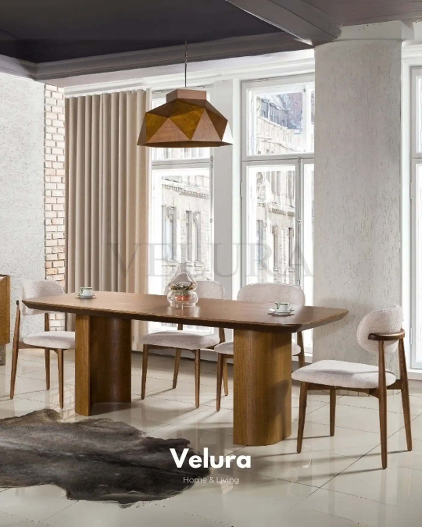 Velura Home Ceviz Renk Yemek Masası