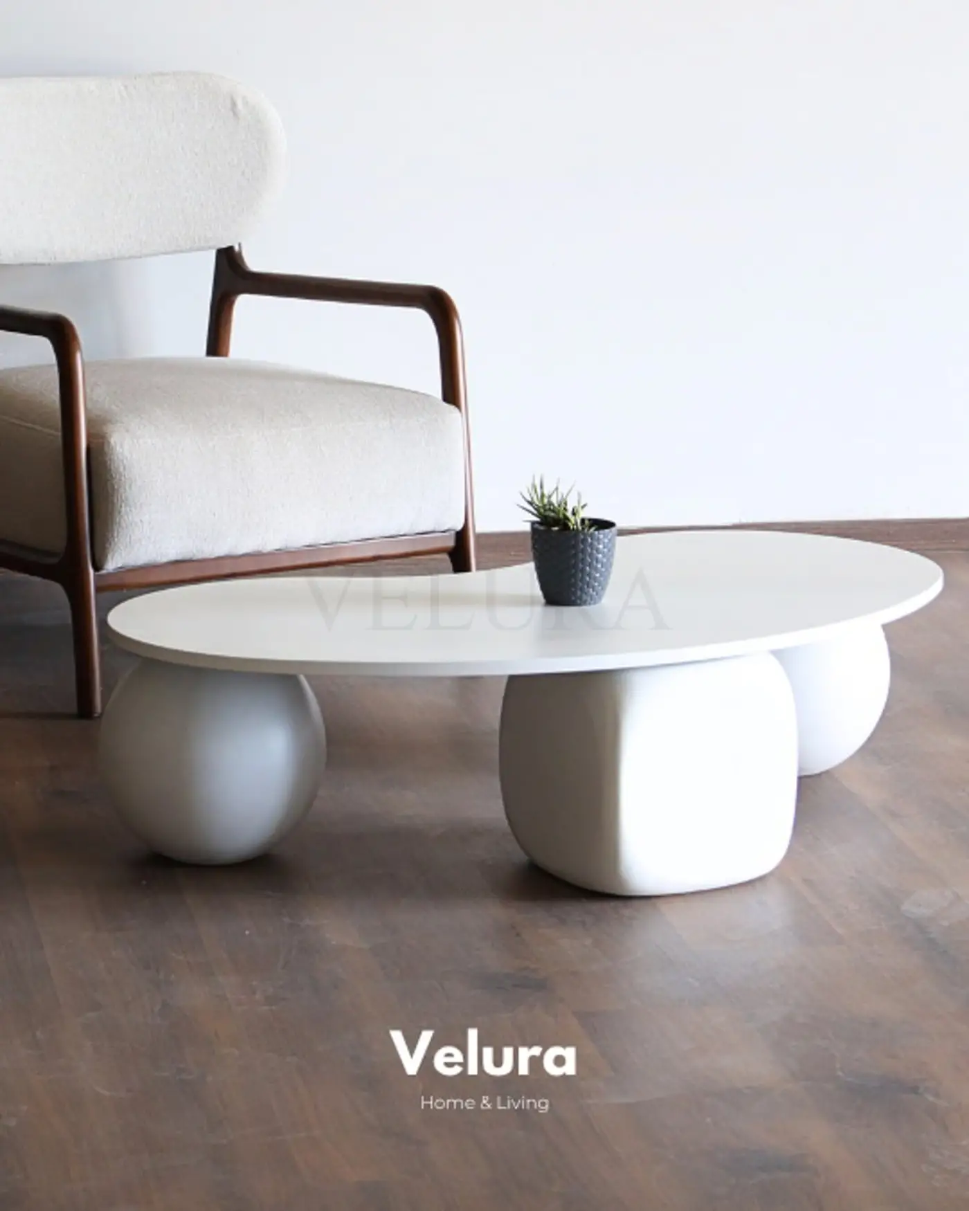 Küre Ahşap Orta Sehpa - Zar & Beyaz Velura Home beyaz MDF orta sehpa