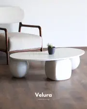 Küre Ahşap Orta Sehpa - Zar & Beyaz Küre Ahşap Orta Sehpa - Zar & Beyaz