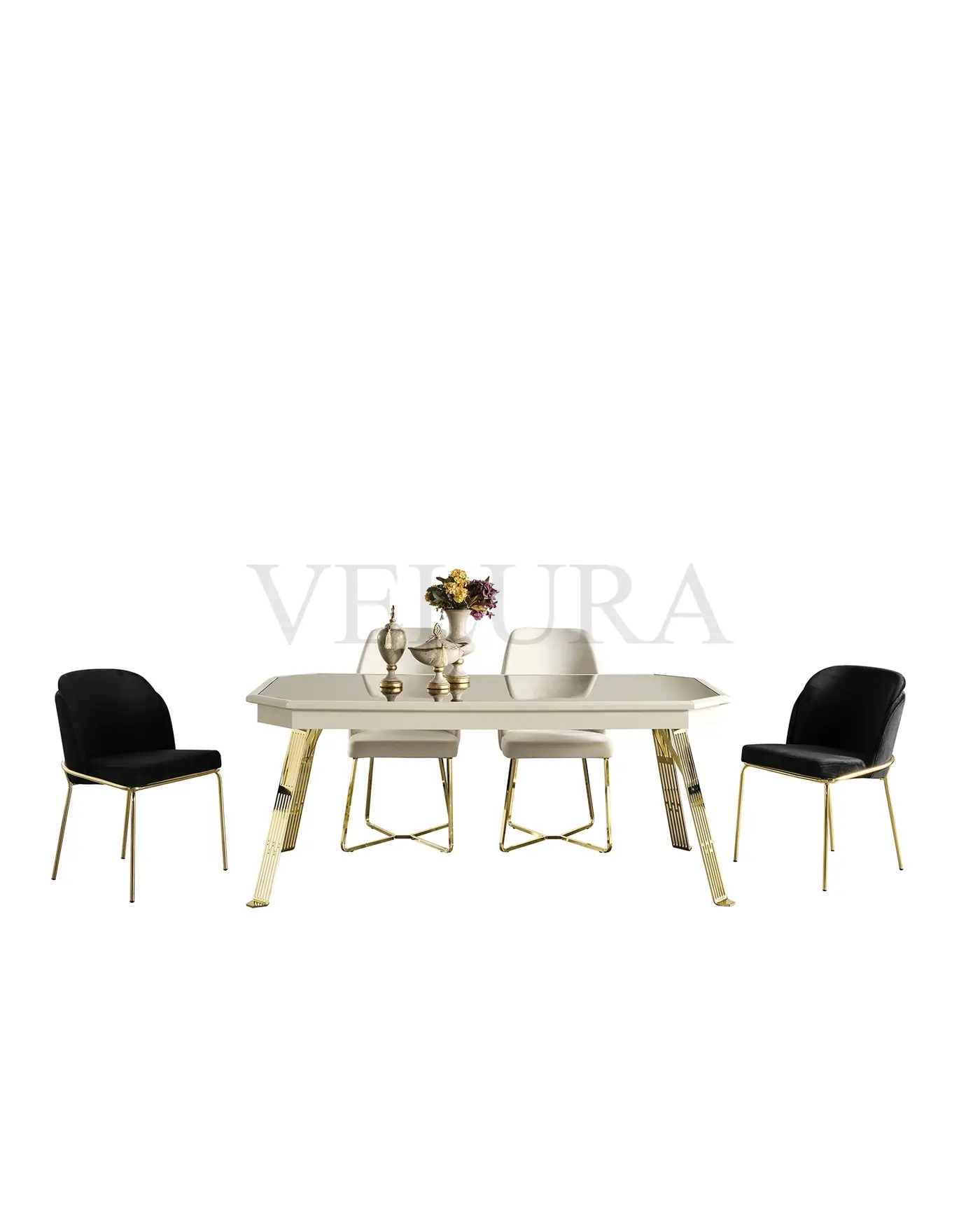 Velura Home City Yemek Takımı City Yemek Takımı Gold Ayak Krem Renk