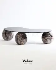 Küre Orta Sehpa - Dune - Fasulye - Füme Cam