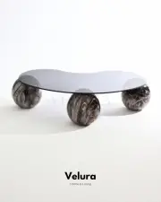 Küre Orta Sehpa - Dune - Fasulye - Füme Cam