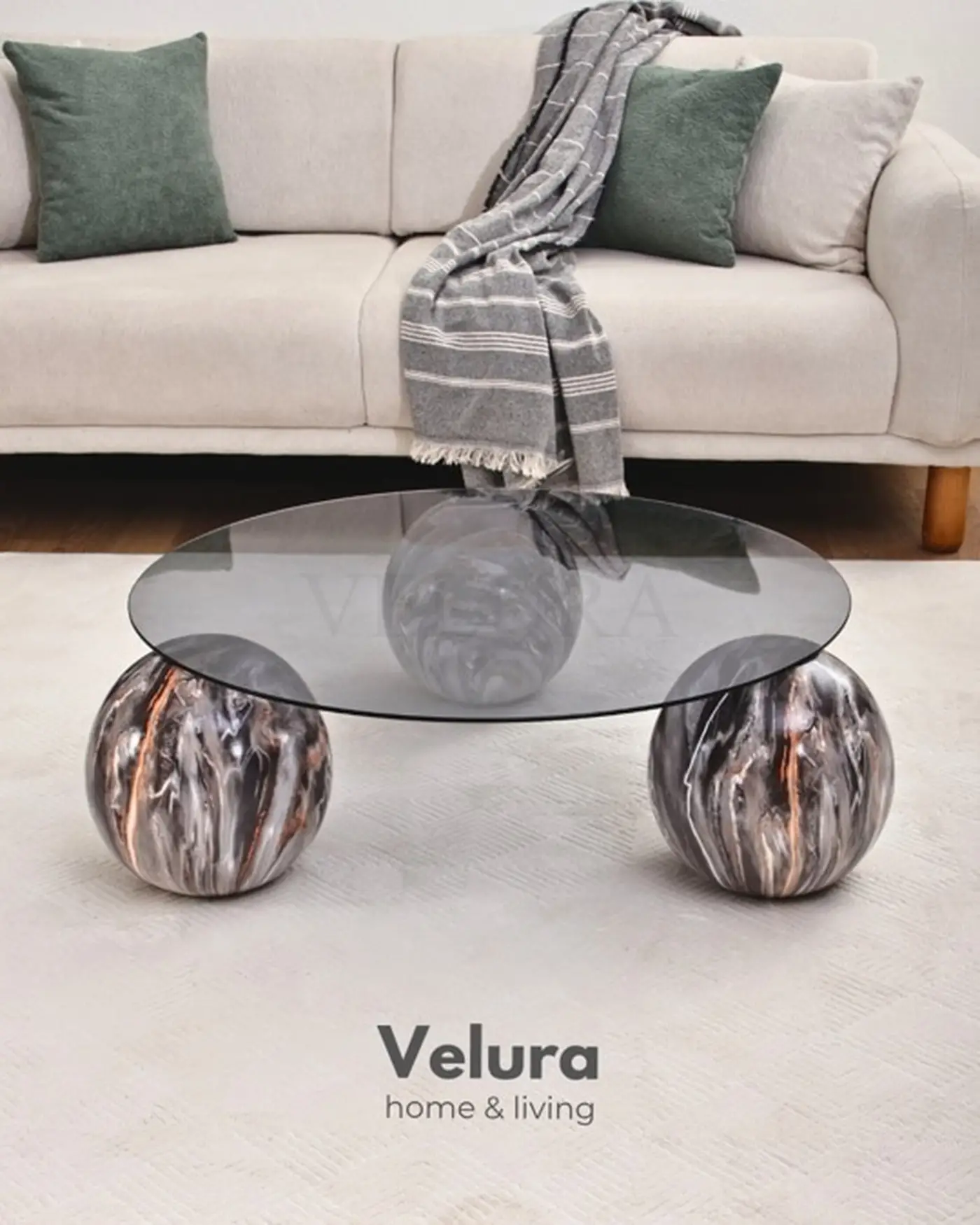 velura home küre orta sehpa füme cam