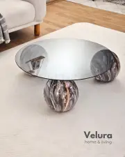 Küre Orta Sehpa - Dune - Yuvarlak Füme Cam
