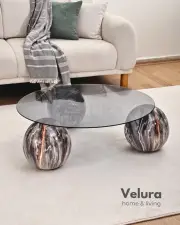Küre Orta Sehpa - Dune - Yuvarlak Füme Cam