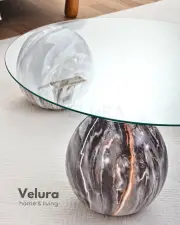 Küre Orta Sehpa - Dune - Yuvarlak Şeffaf Cam