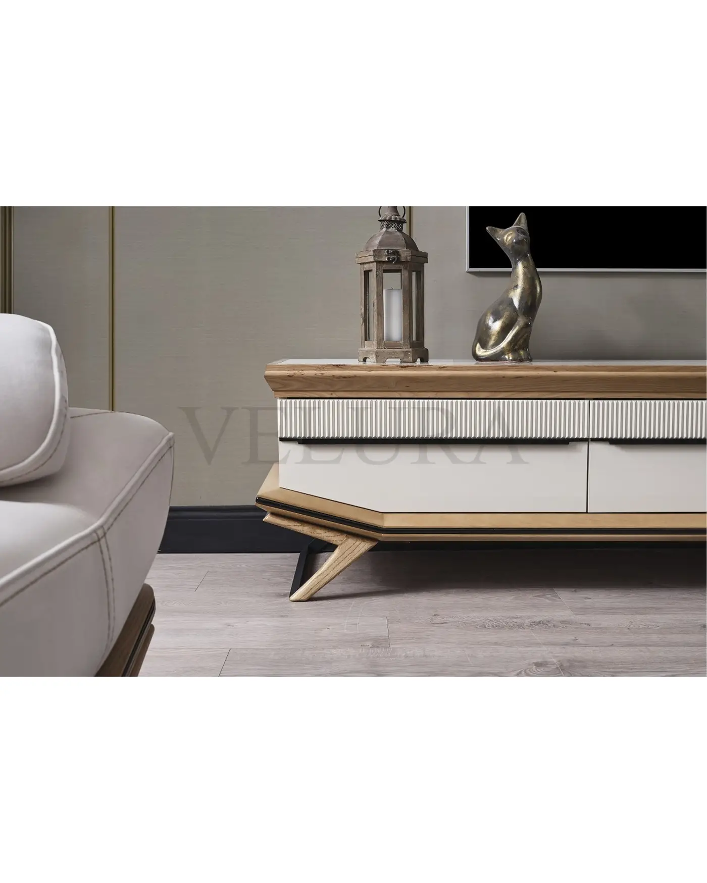 Elize Yemek Takımı - Modern Krem ve Ahşap Detaylı Elize yemek takımı krem ahşap detaylı
