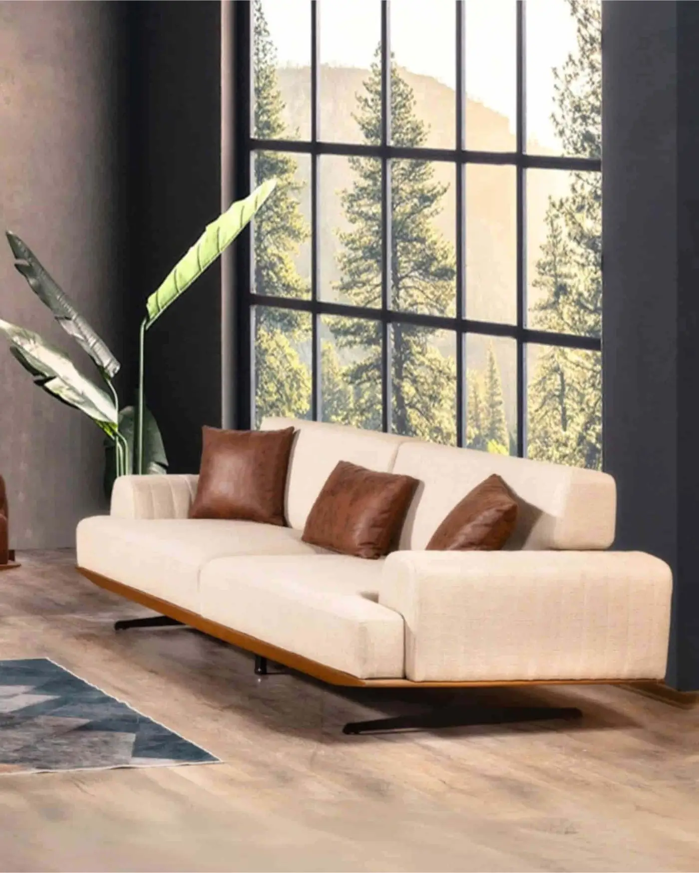 Minimalist Tasarımlı Keten Kumaş Kanepe