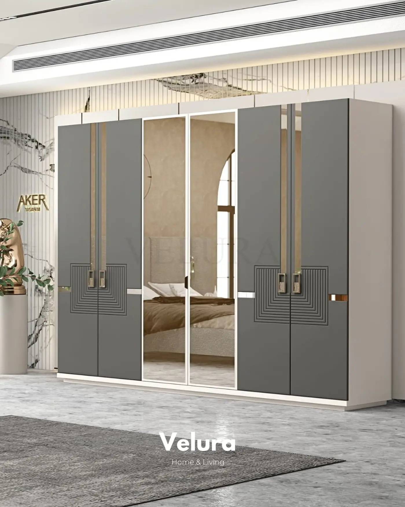 Aynalı kapaklı modern dolap