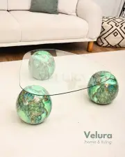 Küre Orta Sehpa - Jungle - Üçgen - Şeffaf Cam