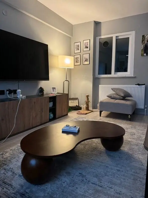 Küre Orta Sehpa Koyu Ceviz Top Fasulye Ceviz MDF