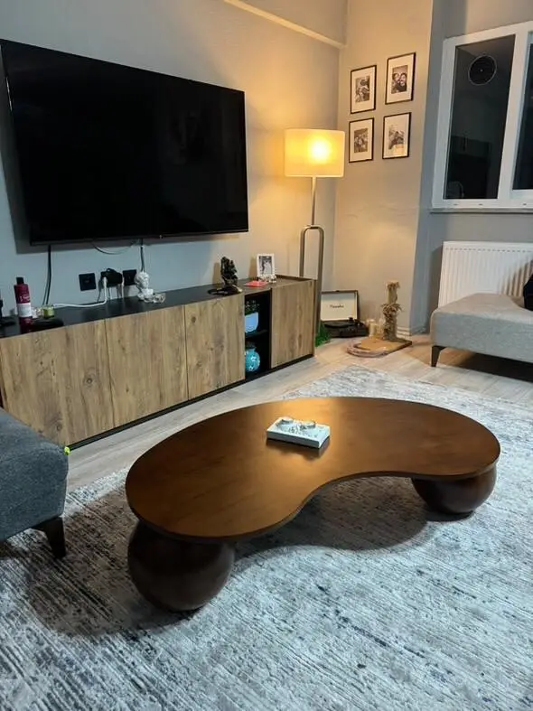 Küre Orta Sehpa Koyu Ceviz Top Fasulye Ceviz MDF
