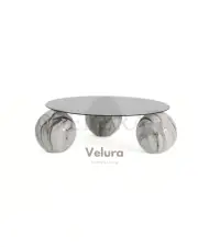 Küre Orta Sehpa - Diana Traverten Mermer - Yuvarlak Füme Küre Orta Sehpa - Diana Traverten Mermer - Yuvarlak Füme