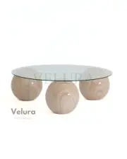 Küre Orta Sehpa - Natural - Yuvarlak Şeffaf Cam