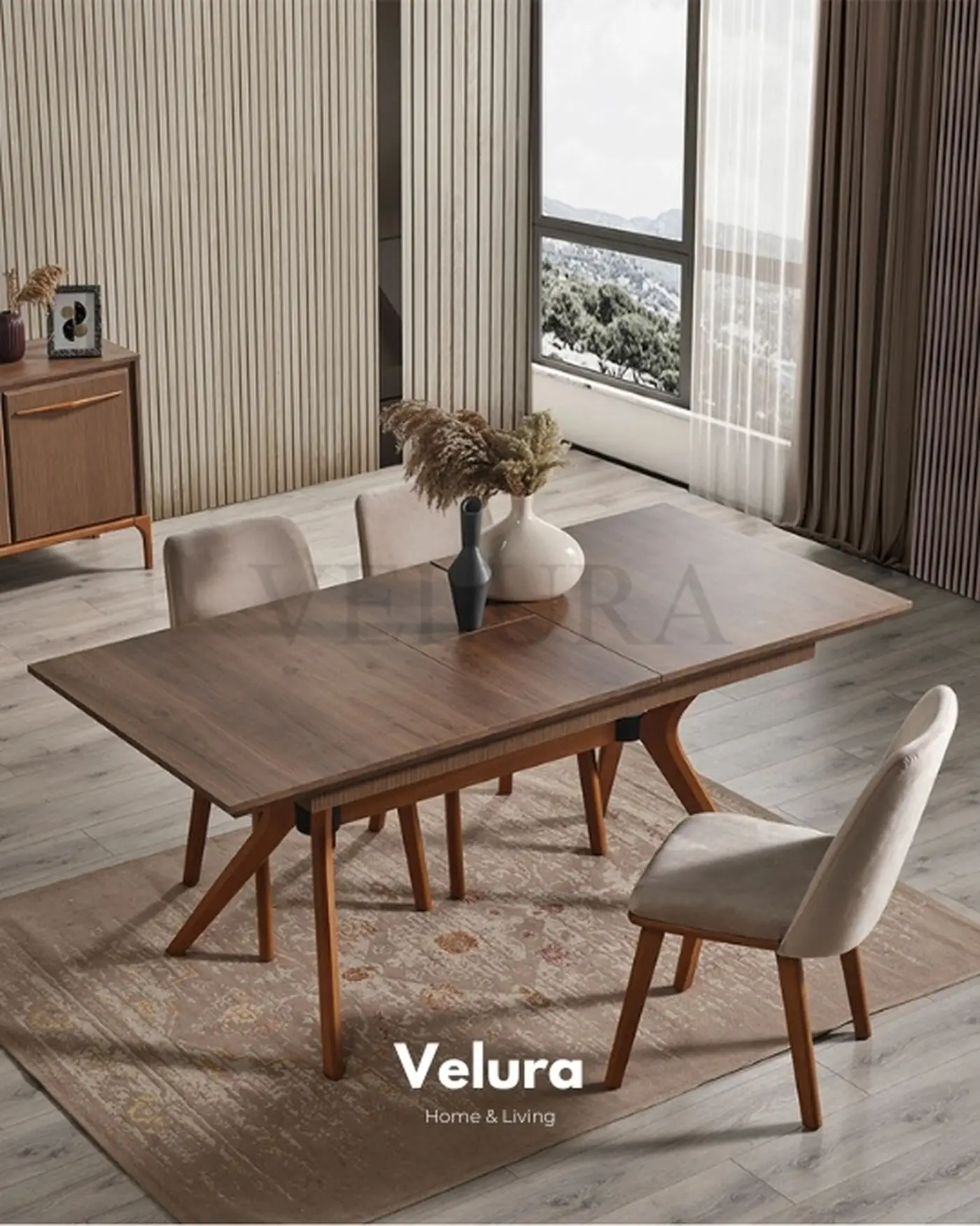 Lima Yemek Masası kahve ve ceviz detaylı