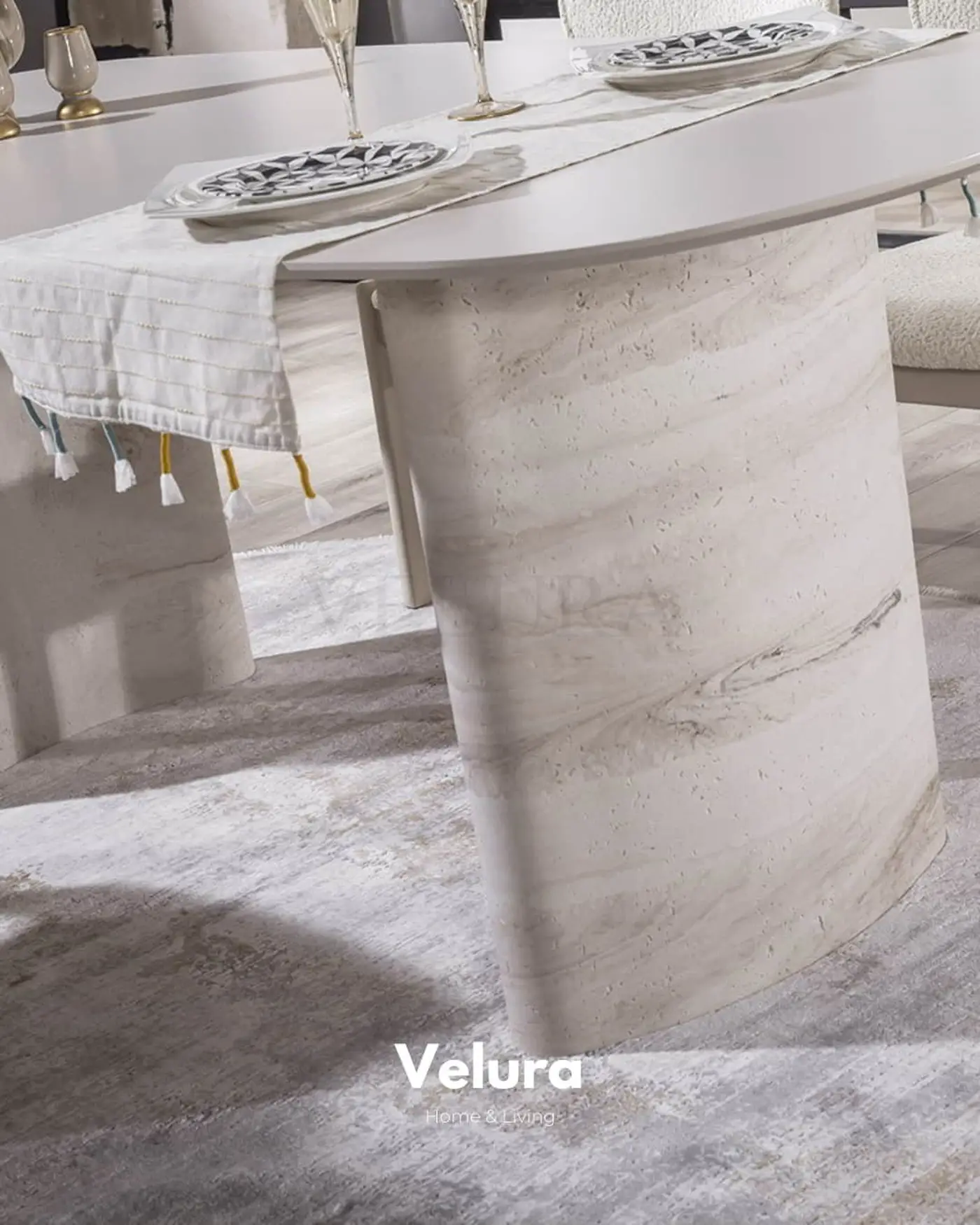 Moon Yemek Takımı kırık beyaz modern tasarım