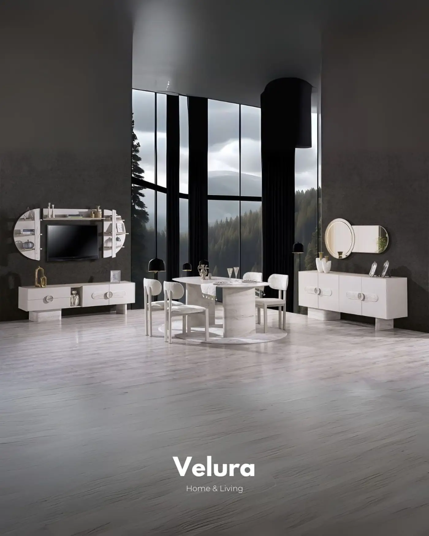 Moon Yemek Takımı kırık beyaz modern tasarım