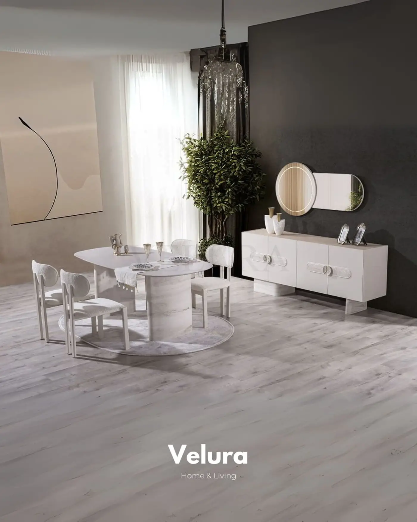 Moon Yemek Takımı kırık beyaz modern tasarım