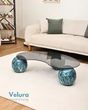 Küre Orta Sehpa - Ocean - Fasulye - Füme Cam