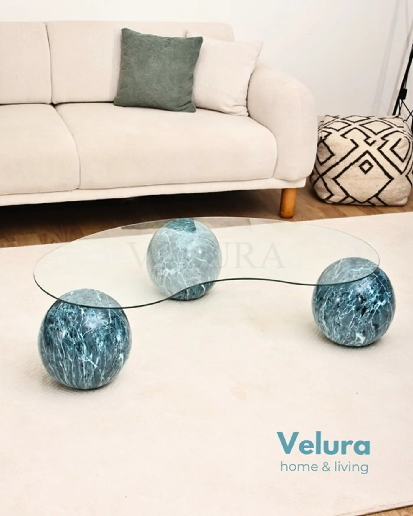 küre orta sehpa ocean fasulye şeffaf cam