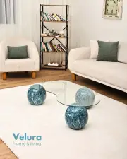Küre Orta Sehpa - Ocean - Fasulye - Şeffaf Cam