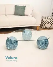 Küre Orta Sehpa - Ocean - Üçgen - Şeffaf Cam