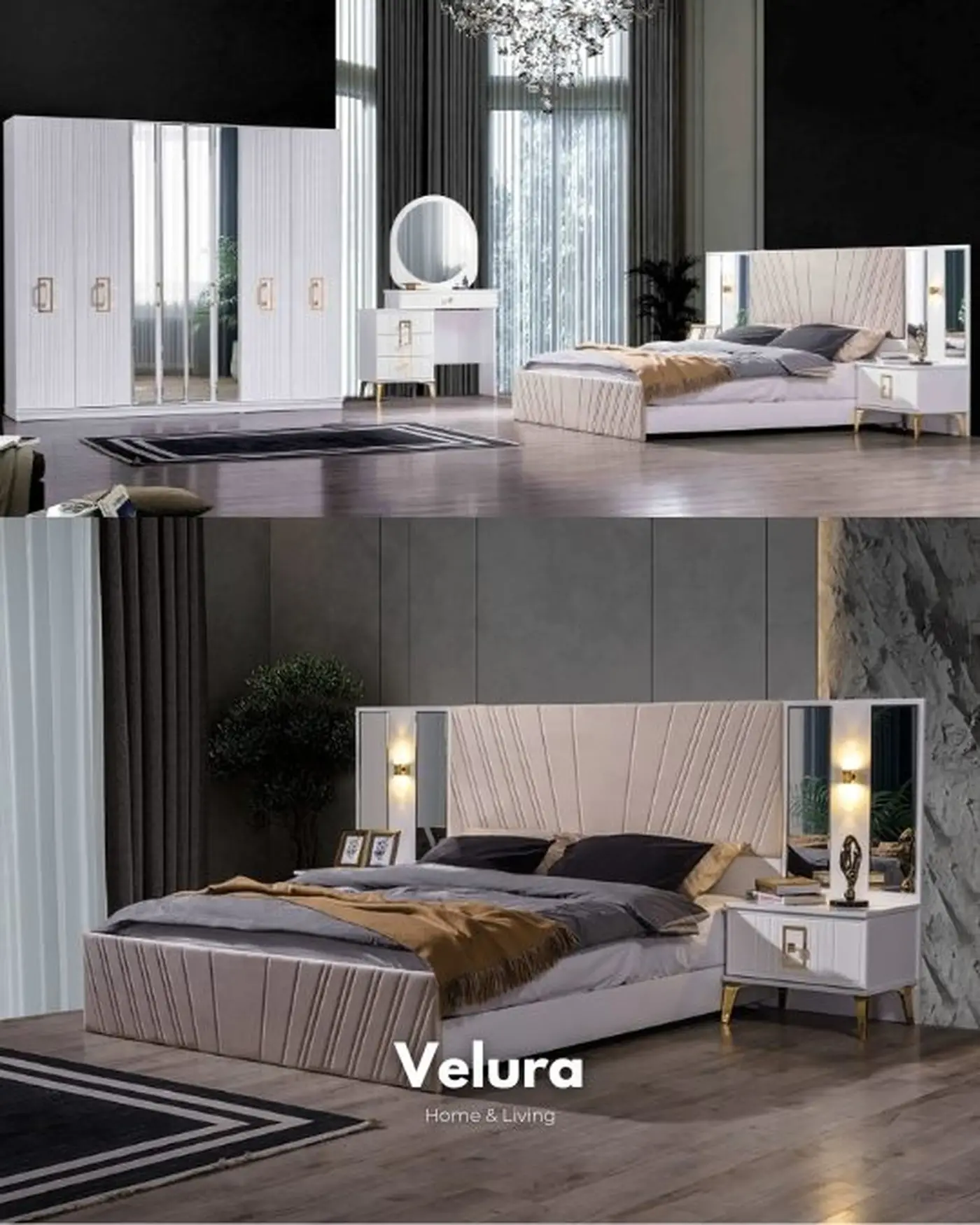 Velura Home Gold Detaylı Yatak Odası Modelleri Velura Home Rio Gold mobilya seti