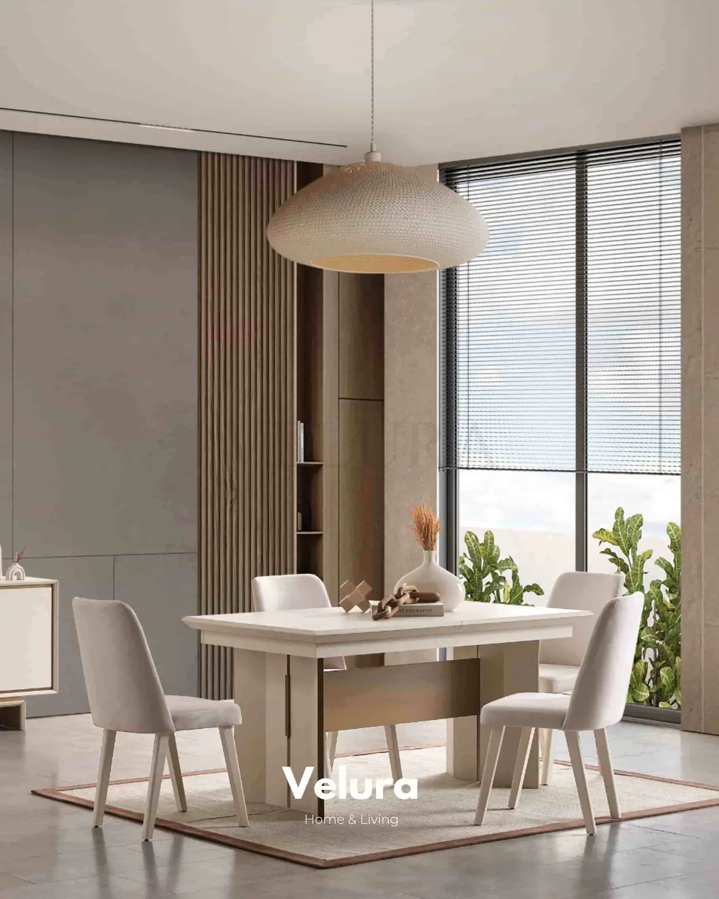 Rota Yemek Masası - Krem Renkli, Açılabilir 4-6 Kişilik Modern Masa