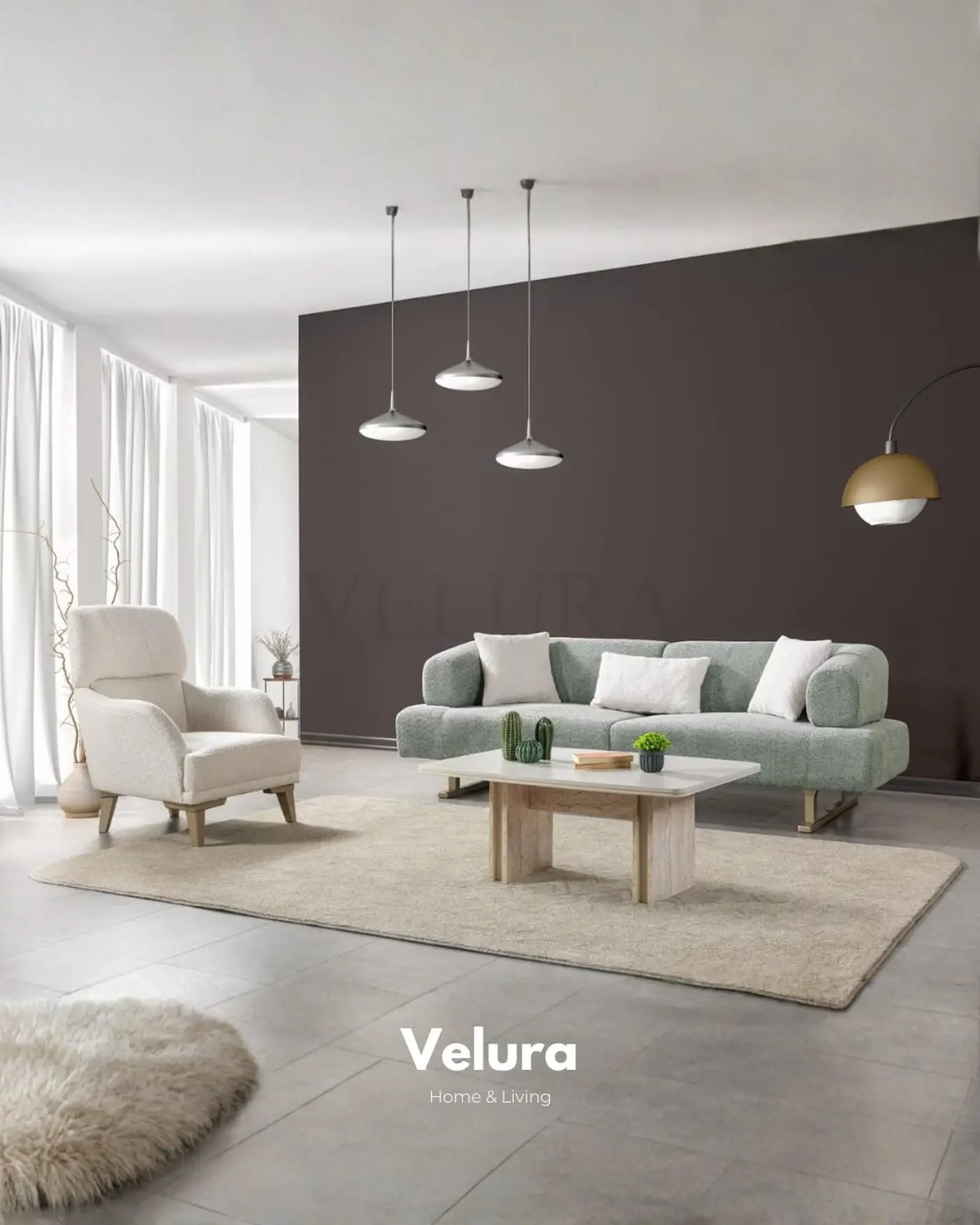 Sahra Koltuk Takımı — Yerden Yüksek, Mekanizmalı Sırt–Kol, Gold Ayak
