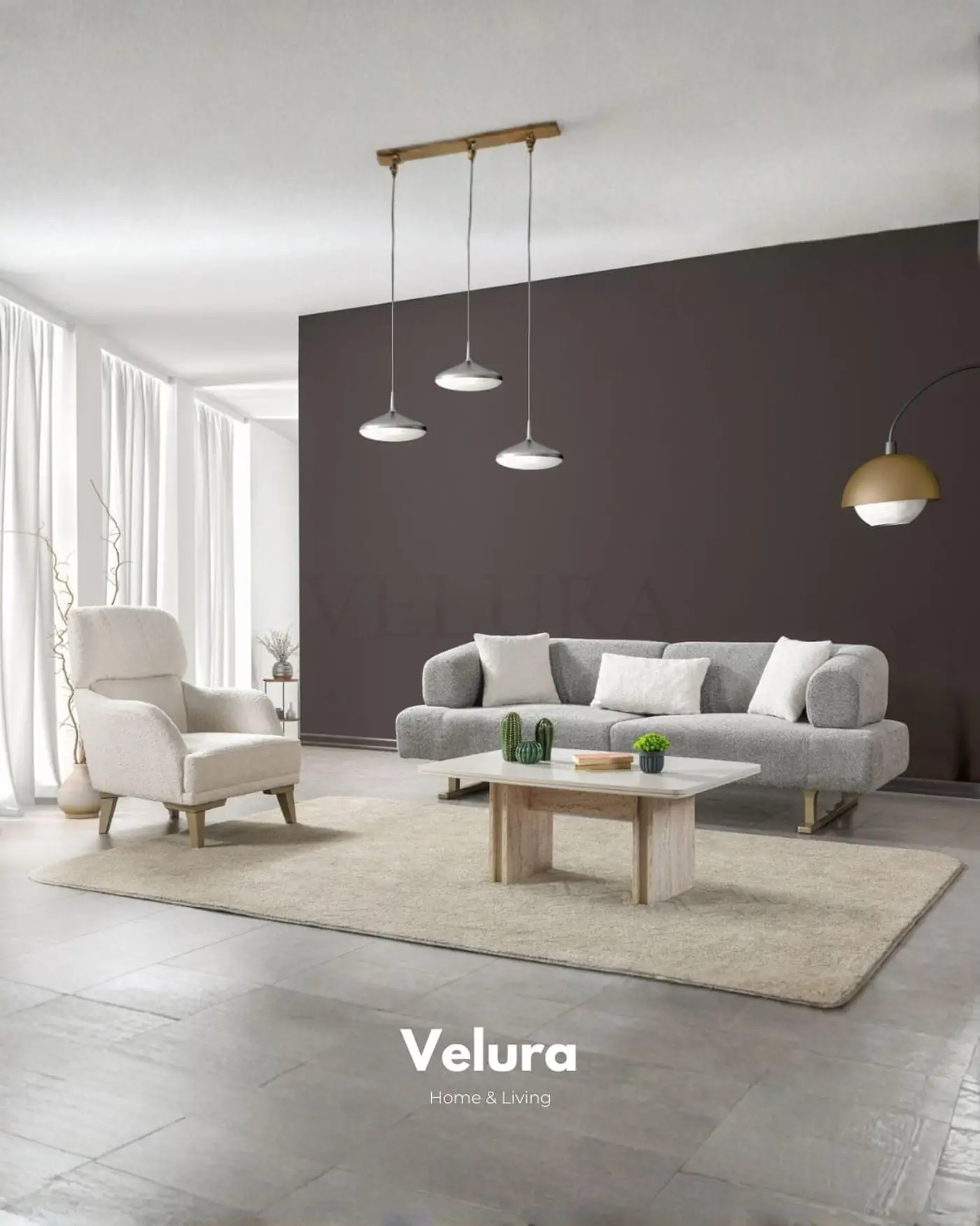 Sahra berjer krem bukle kumaş gold ayak