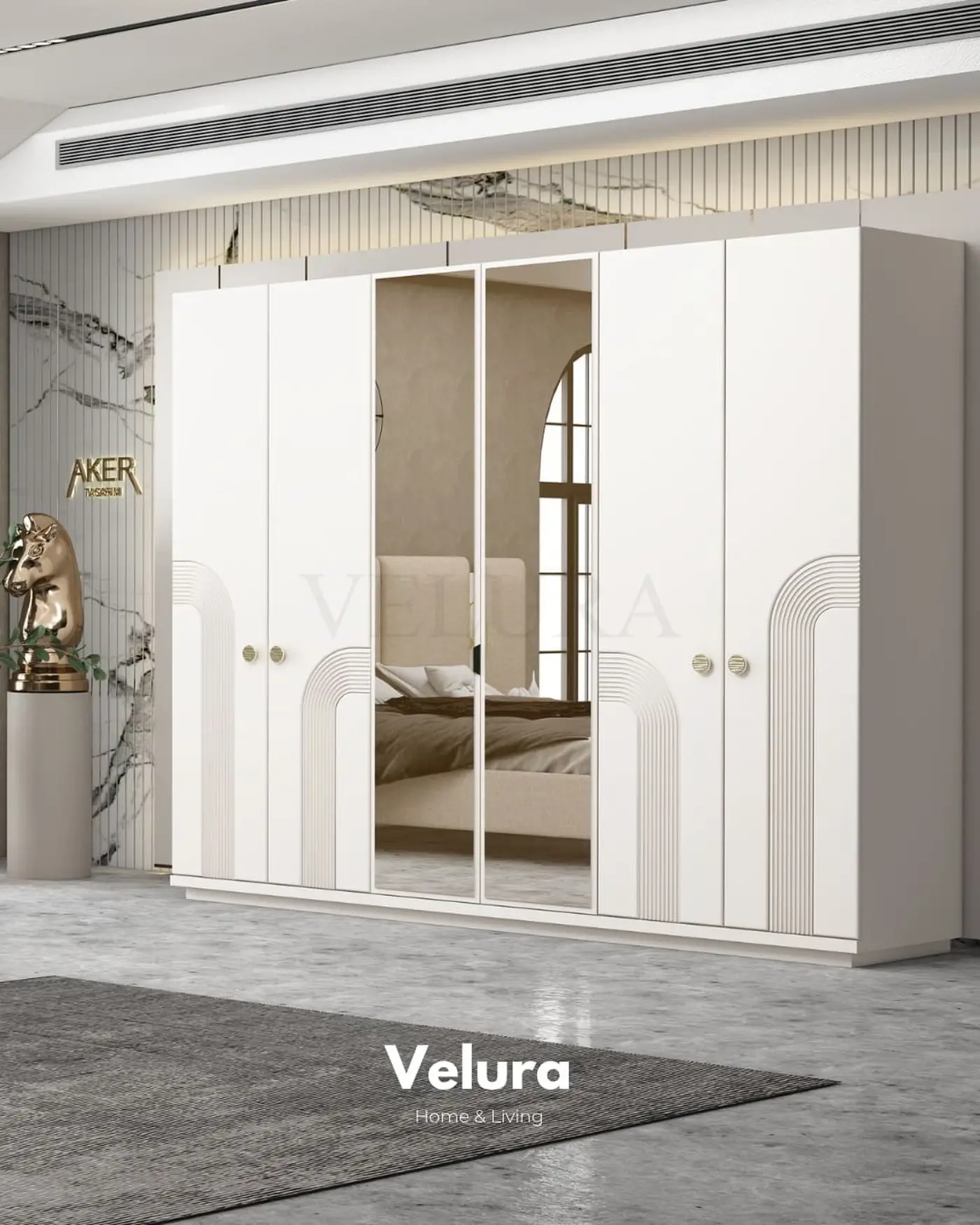 Velura Home Sarmaşık 6 Kapılı Dolap