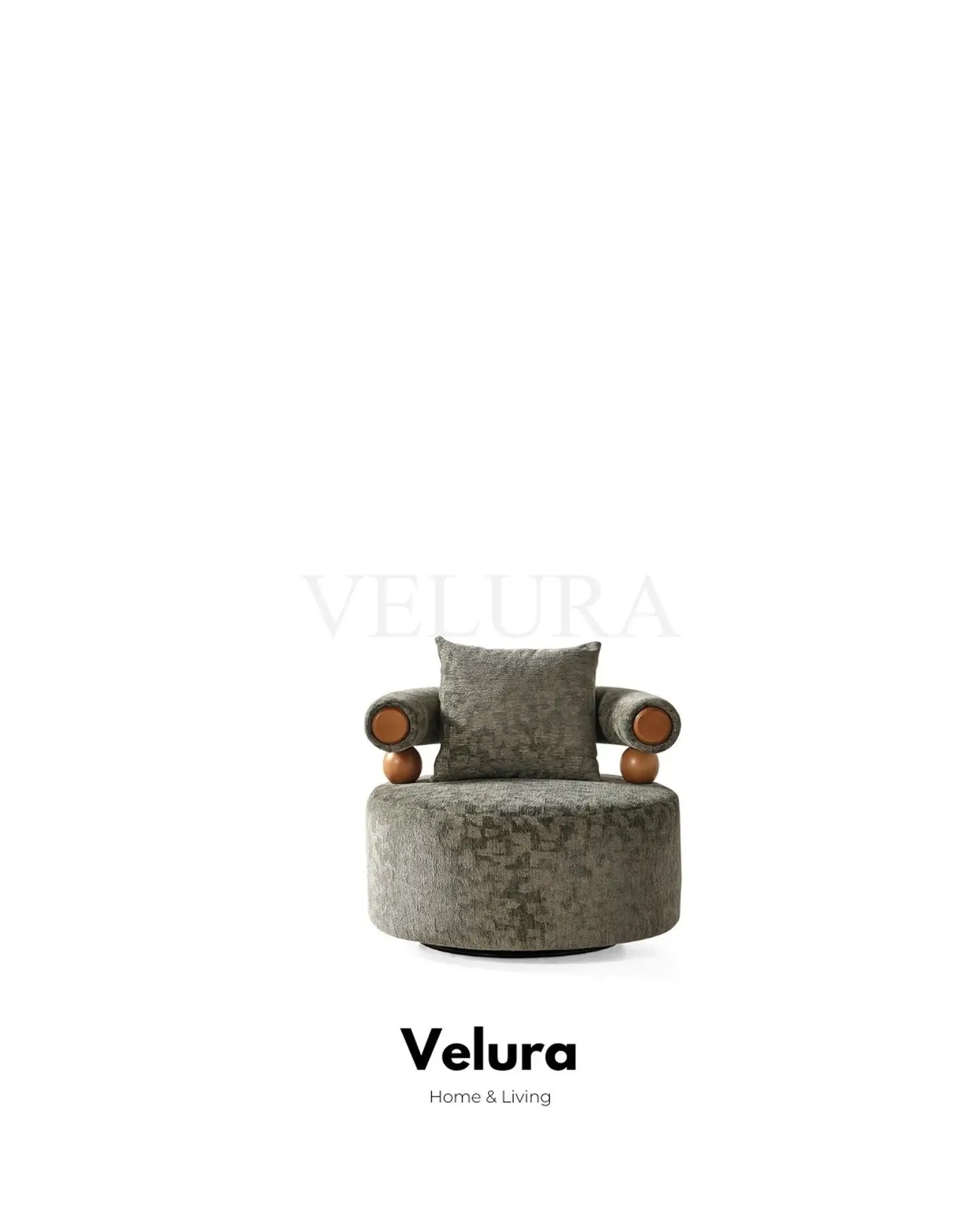 Soho Berjer Yeşil, yuvarlak form, dokuma kumaş, sade silüet