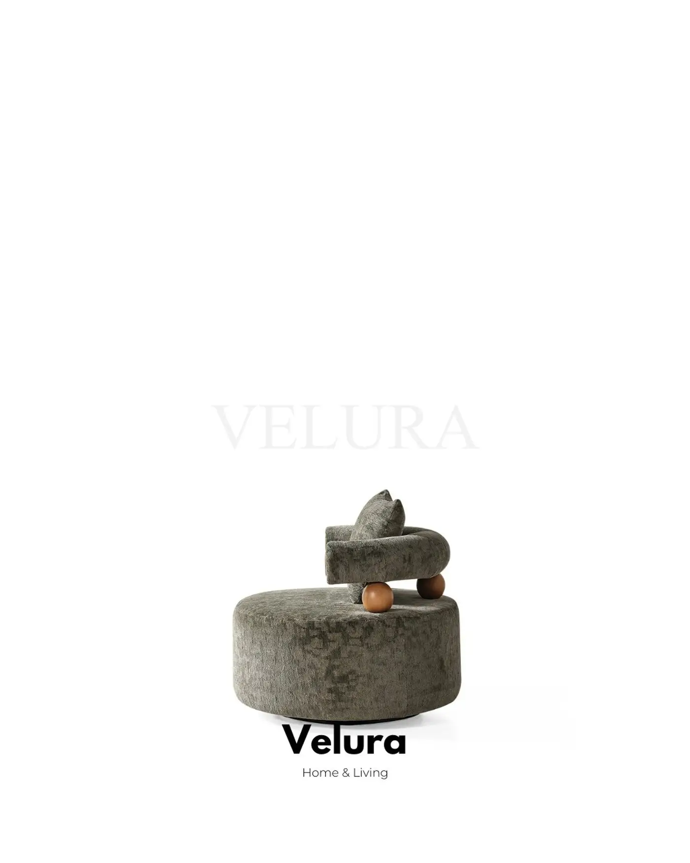 Soho Berjer Yeşil, yuvarlak form, dokuma kumaş, sade silüet