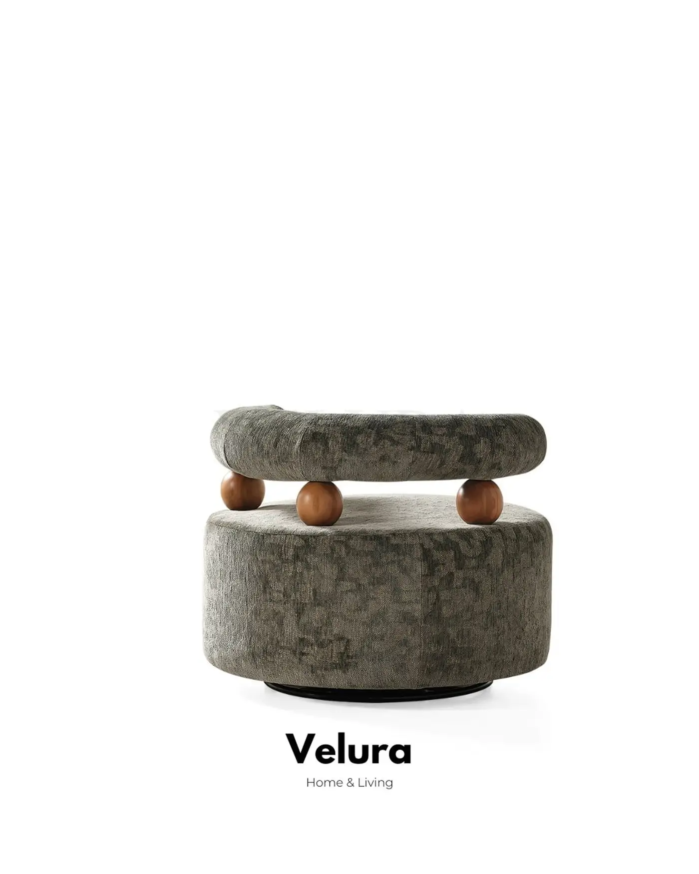 Soho Berjer Yeşil, yuvarlak form, dokuma kumaş, sade silüet