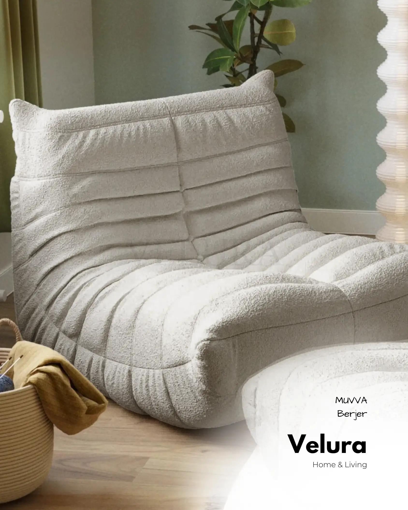Şık ve Ferah Muvva Berjer Kırık Beyaz puflu kırık beyaz berjer velura home