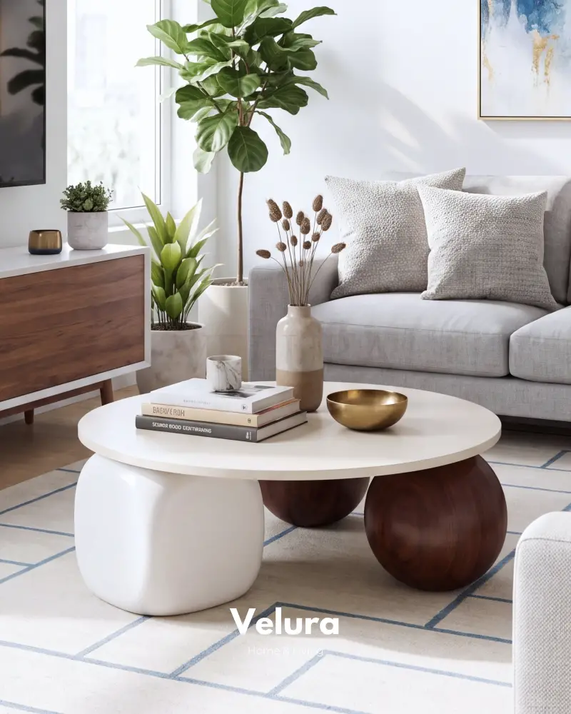 Küre Orta Sehpa - 2 Ceviz Top & 1 Beyaz Zar - Yuvarlak - Beyaz Mdf Küre Orta Sehpa - 2 Ceviz Top & 1 Beyaz Zar - Yuvarlak - Beyaz Mdf