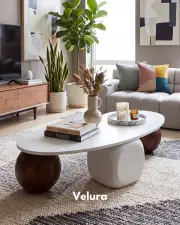 Küre Orta Sehpa - 2 Ceviz Top & 1 Beyaz Zar - Fasulye - Beyaz Mdf Küre Orta Sehpa - 2 Ceviz Top & 1 Beyaz Zar - Fasulye - Beyaz Mdf