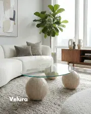 Küre Orta Sehpa - Natural - Fasulye - Şeffaf Cam Küre Orta Sehpa - Natural - Fasulye - Şeffaf Cam