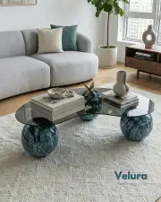 Küre Orta Sehpa - Ocean - Fasulye - Füme Cam Küre Orta Sehpa - Ocean - Fasulye - Füme Cam
