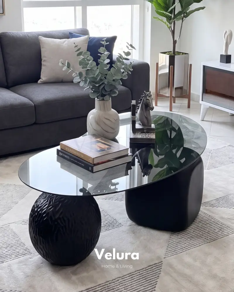 Zaro Desenli Siyah Sehpa - Füme Cam Zaro Desenli Siyah Sehpa - Füme Cam