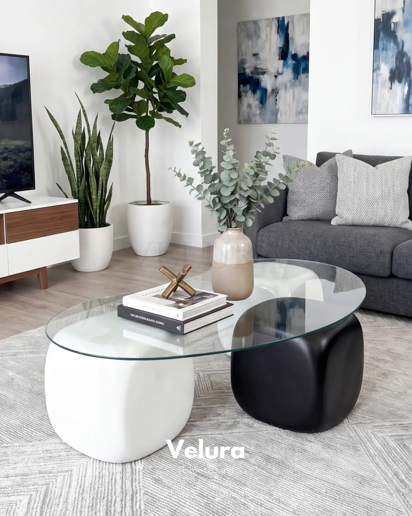 Velura Home Zarte Şeffaf Camlı Orta Sehpa