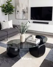 Zaro Düz Siyah Sehpa - Füme Cam Zaro Düz Siyah Sehpa - Füme Cam