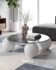 Küre Orta Sehpa - Dragon (Beyaz) - Yuvarlak - Füme Cam Küre Orta Sehpa - Dragon (Beyaz) - Yuvarlak - Füme Cam