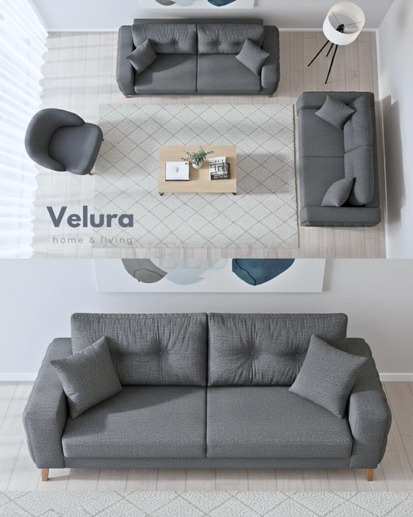 Velura Home Nola Berjer Açık Gri ceviz ayaklı berjer velura home
